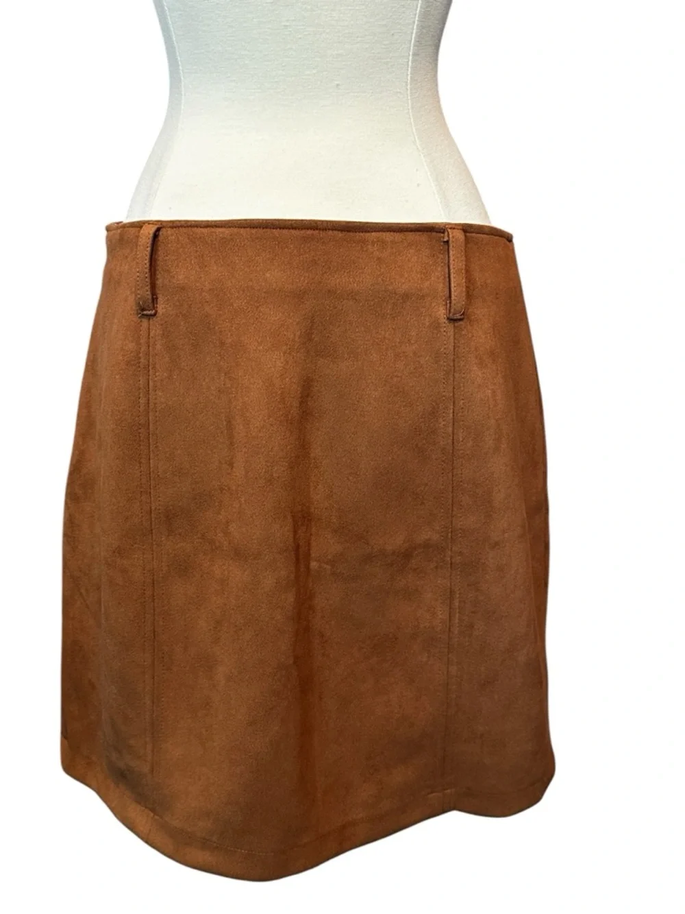 Haute Monde - Tan Brown A-Line Faux Suede Skirt sz L